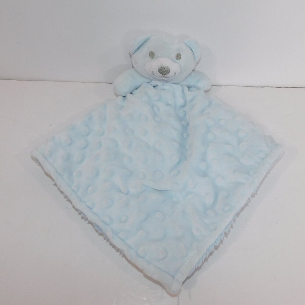Crevent Blue White Bear Blanket Baby  Plush Nubby Popcorn Security lovey Nunu